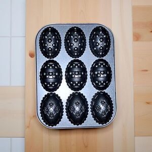 Nordic Ware Easter Egg Muffin Pan Silver Cast Aluminum